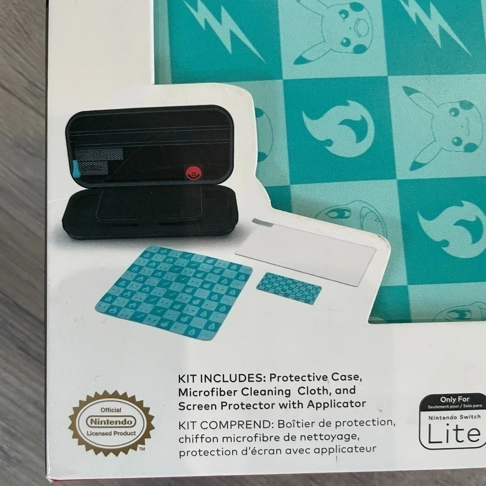 Pokemon Protection Case Kit for Nintendo Switch Lite Turquoise Checkered